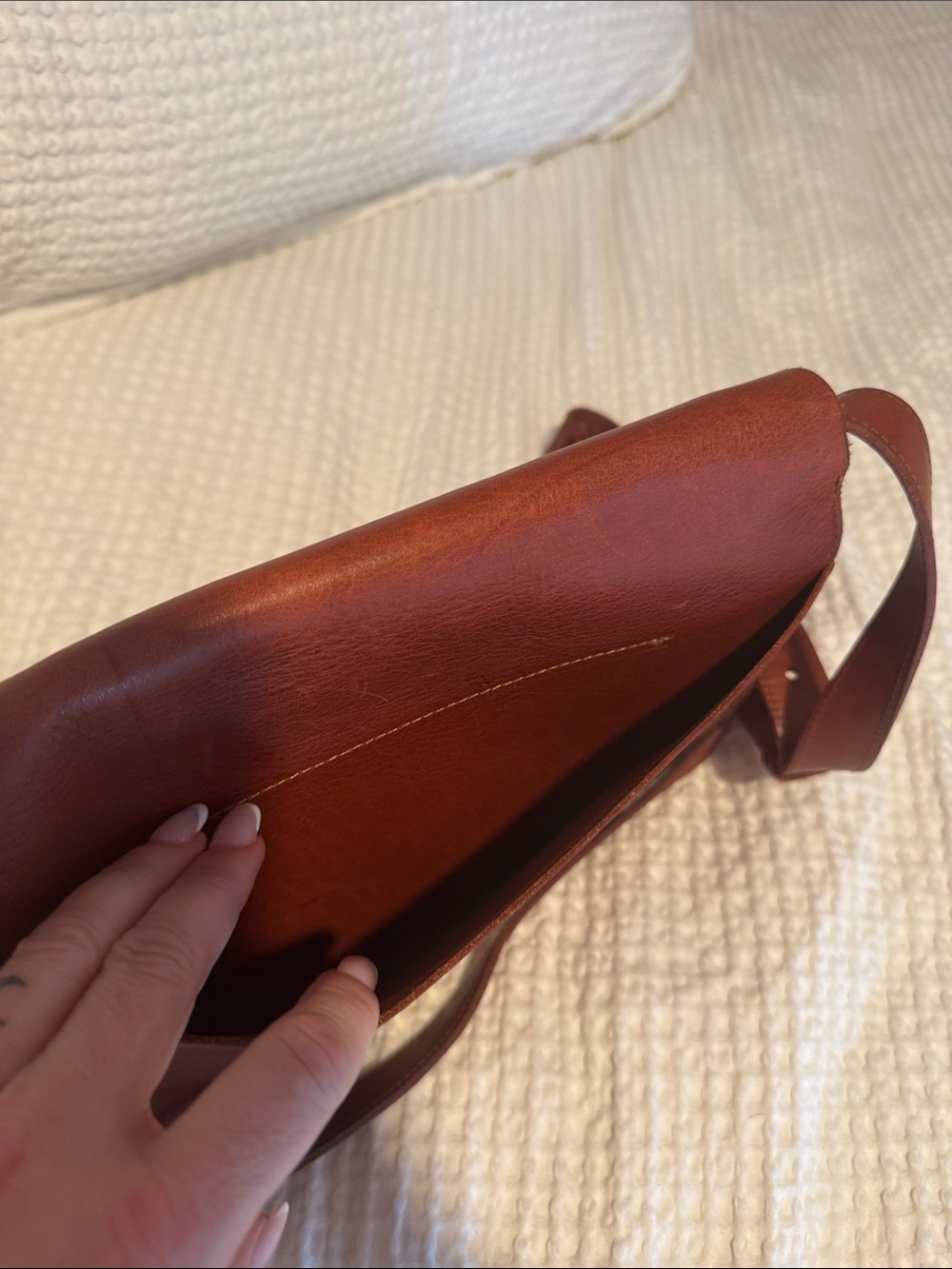 Lucky Brand Rustic Brown Leather Crossbody Satchel - Picture 7 of 13